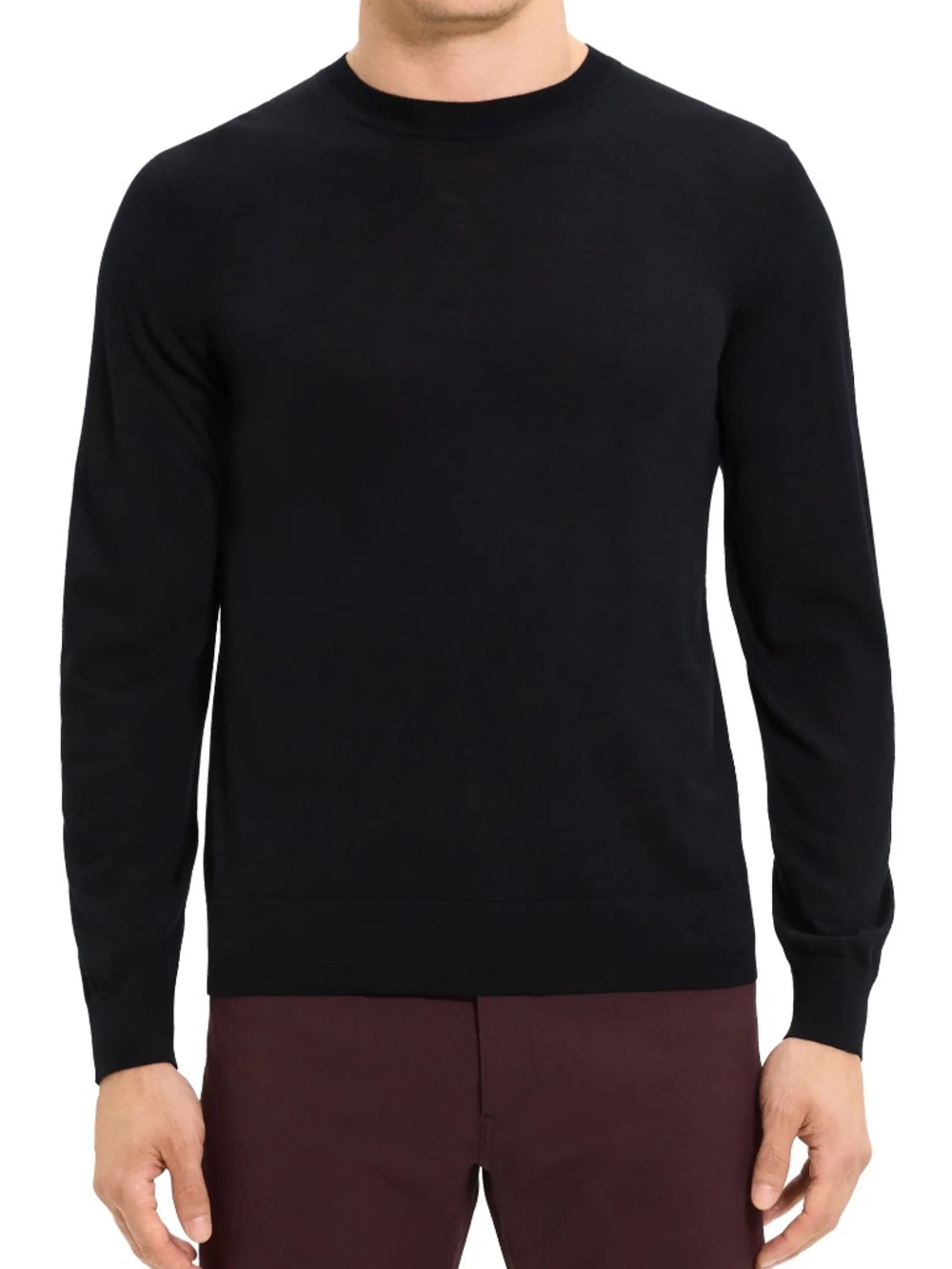 Theory Mens Crew Neck Long Sleeve Pull On Po.Regal Wool In Black Size XL
